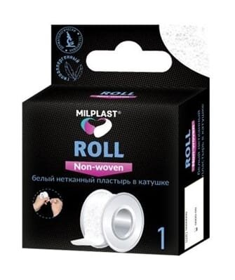Пластир медичний Milplast ROLL Non-woven на нетканій основі білого кольору 5 м х 2,5 см, в котушці