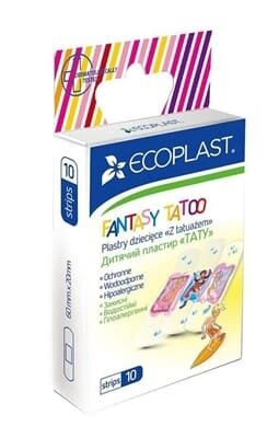 Набір пластирів медичних Ecoplast Тату бактерицидних дитячих, на прозорій основі, 10 штук