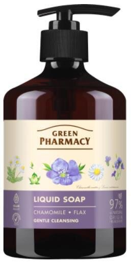 Мило рідке Green Pharmacy Ромашка і льон, дозатор, 460 мл