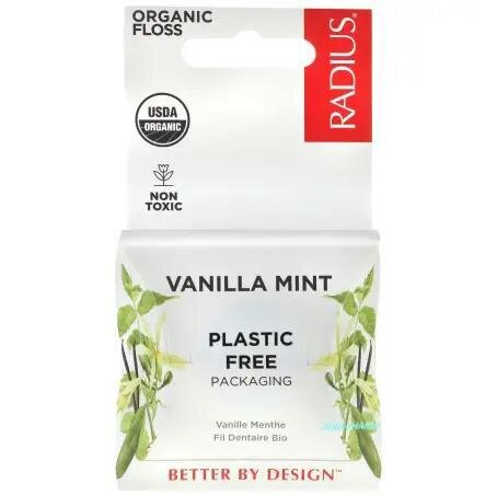 Зубна нитка Radius Floss Organic Vanilla Mint органічна зі смаком ванілі та м'яти, 50 м