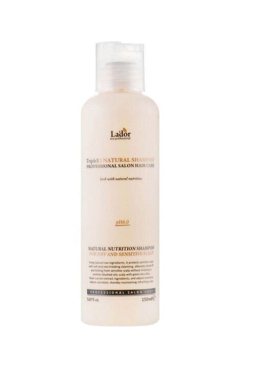 Шампунь Lador Triplex Natural Shampoo для тонкого і пошкодженого волосся органічний безсульфатний, 150 мл