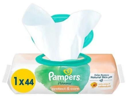 Серветки вологі Pampers Harmonie Protect and Care з календулою дитячі, 44 шт