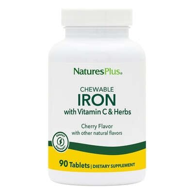 Залізо хелатне з вітаміном С Nature's Plus Chewable Iron, 90 жувальних таблеток