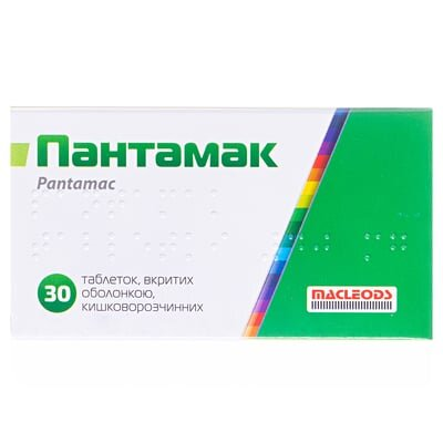 Пантамак таблетки, в/о, киш./розч. по 40 мг №30 (10х3)