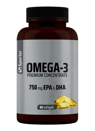 Омега-3 Sporter Omega 3 Premium Concentrate 750 мг EPA DHA, 60 м'яких капсул