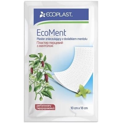 Пластир перцевий Ecoplast EcoMent з ментолом перфорований, 10 см x 18 см, 1 штука