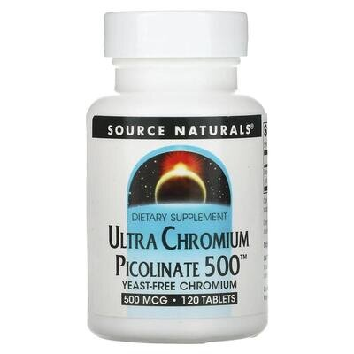 Хром піколінат Source Naturals Ultra Chromium Picolinate 500 мкг, 120 таблеток
