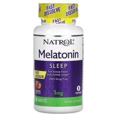 Мелатонін Natrol Melatonin Fast Dissolve 1 мг, смак полуниці, 90 таблеток