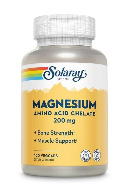 Магній Хелат Solaray Magnesium Amino Acid Chelate 200 мг, 100 веганських капсул