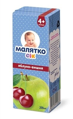 Сік Малятко Яблучно-вишневий, з цукром, 200 мл