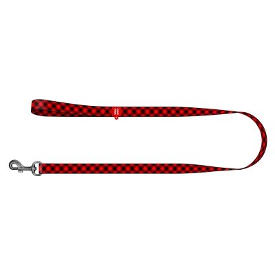 Повідець Collar WAUDOG Nylon малюнок Шотландка червона, ширина 15 мм довжина 122 см