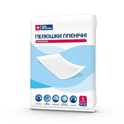 Пелюшки Моя Аптечка одноразові поглинаючі 60 см x 60 см, 5 шт