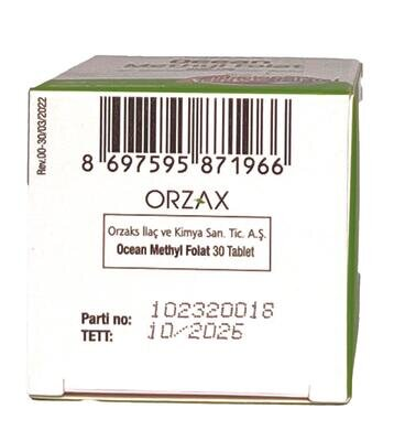 Фолієва кислота Orzax Ocean Methly Folat, 30 таблеток