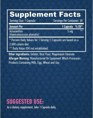 Астаксантин Haya Labs Astaxanthin 5 мг, 30 капсул
