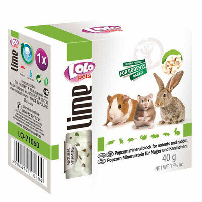 Мінеральний камінь для гризунів і кроликів Lolo Pets зі смаком попкорну, 40 г