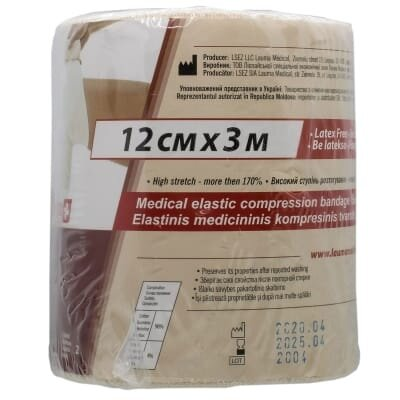 Бинт еластичний Lauma модель 2 Latex Free високої розтяжності 3 м х 12 см