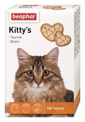 Ласощі для кішок Beaphar Kitty's + Taurine + Biotine з таурином та біотином, 180 таблеток