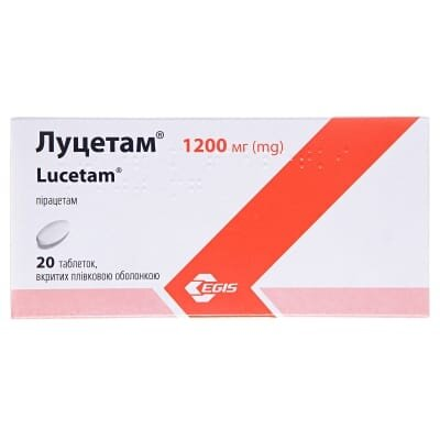 Луцетам таблетки, в/плів. обол. по 1200 мг №20 (10х2)