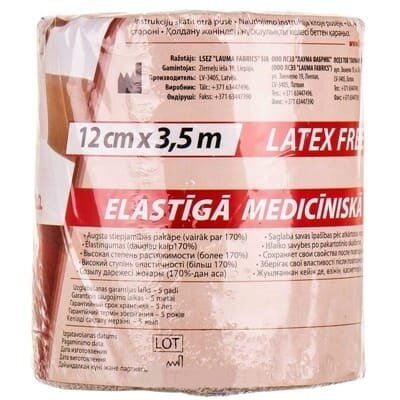 Бинт еластичний Lauma модель 2 Latex Free високої розтяжності 3,5 м х 12 см