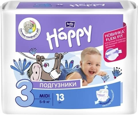 Підгузки Bella Baby Happy Midi, розмір 3, 5-9 кг, 13 шт