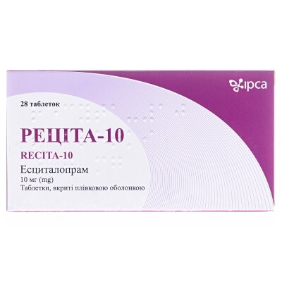 Реціта-10 таблетки, в/плів. обол. по 10 мг №28 (14х2)