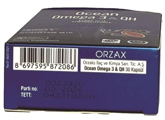 Омега-3 + QH риб’яче масло з коензимом Q10 Orzax Ocean Omega-3 & QH, 30 капсул