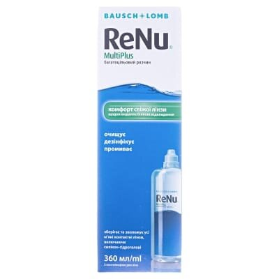 Розчин ReNu MultiPlus д/конт. лінз по 360 мл у флак. поліет.