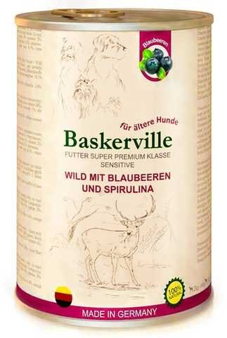 Консерва для собак Baskerville Sensitive Оленина з чорницею і спіруліною, 400 г
