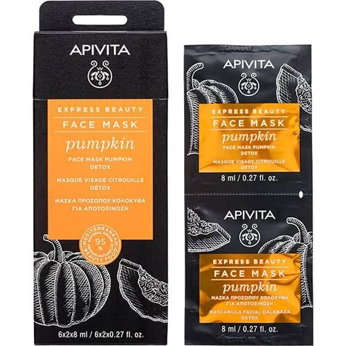 Маска для обличчя Apivita Express Beauty Детокс з гарбузом, 2 штуки по 8 мл