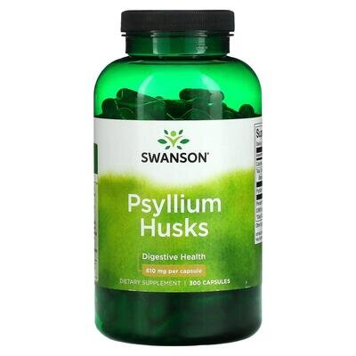 Лушпиння Подорожника Swanson Psyllium Husks 610 мг, 300 капсул