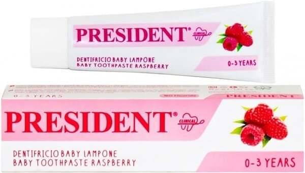 Зубна паста President Clinical Baby Малина дитяча без фтору, з 0 до 3 років, 30 мл