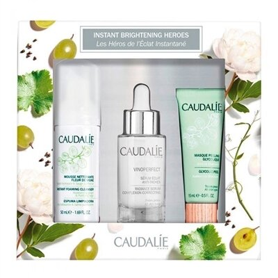 Набір Caudalie Vinoperfect Serum Set (Сироватка для обличчя 30 мл + Пінка для зняття макіяжу 50 мл + Маска-пілінг 15 мл)