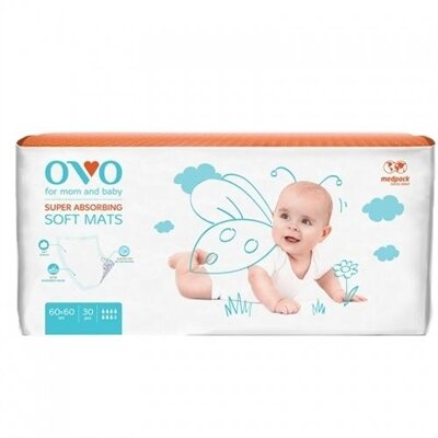 Пелюшки OVO одноразові поглинаючі, 60 x 60 см, 30 шт