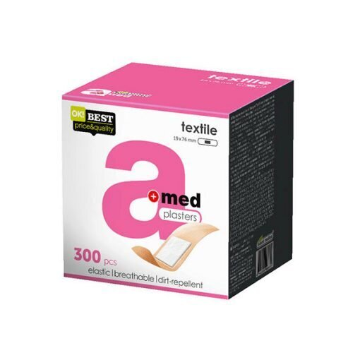 Пластир медичний A-med Textile бактерицидний на текстильній основі 19х76мм, 300 штук