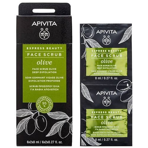 Скраб для обличчя Apivita Express Beauty Глибоке відлущування з оливою, 2 шт х 8 мл