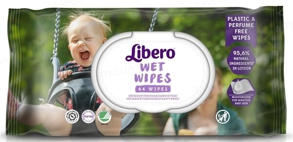 Серветки вологі Libero Wet Wipes дитячі, 64 шт