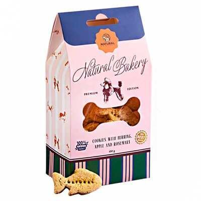 Ласощі для собак Natural Печиво з оселедцем, яблуком та розмарином, 100 г