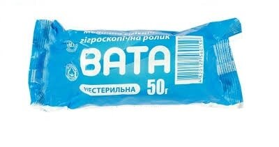 Вата нестерильна Сніжинка Екобинт медична гігроскопічна, ролик, 50 г