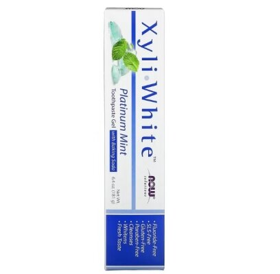 Зубна гель-паста Now Solutions Xyli White Platinum Mint with Baking Soda, 181 г