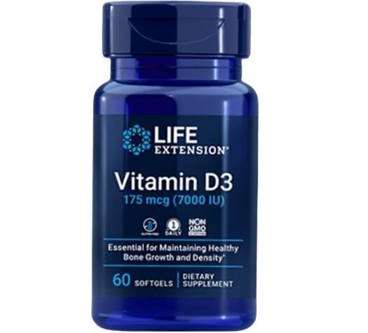 Вітамін D3 Life Extension Vitamin D3 7000, 60 гелевих капсул