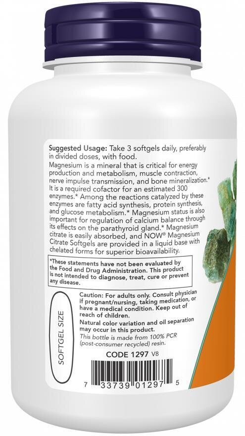 Магній цитрат NOW Magnesium Сitrate м'які капсули №90