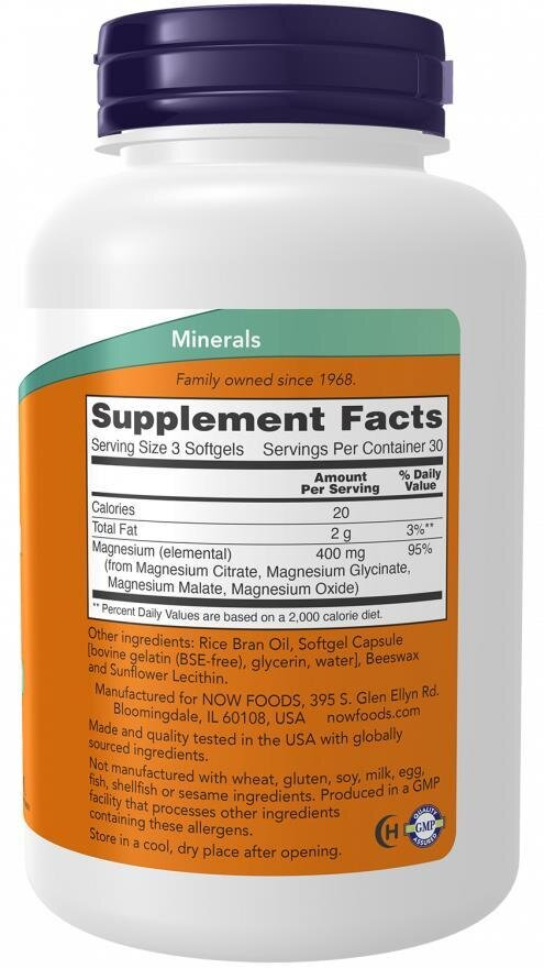 Магній цитрат NOW Magnesium Сitrate м'які капсули №90
