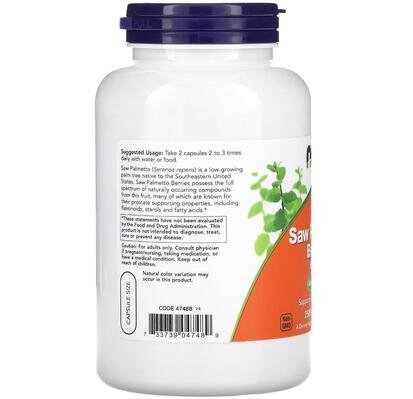 Со Пальметто ягоди NOW Saw Palmetto Berries 550 мг вег. каспули №250
