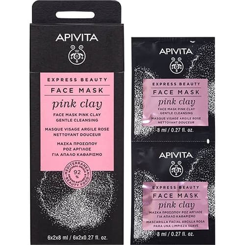Маска для обличчя Apivita Express Beauty М'яке очищення з рожевою глиною, 2 штуки по 8 мл