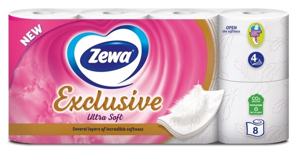 Туалетний папір Zewa Exclusive білий 4 шари, 8 рулонів