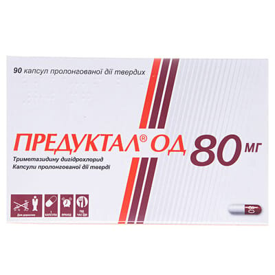 Предуктал ОД 80 мг капсули прол./д., тв. по 80 мг №90 (10х9)