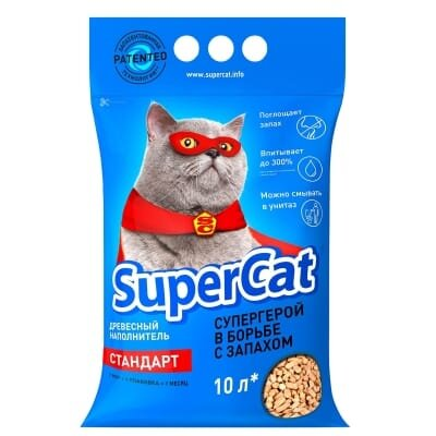 Наповнювач для туалету Collar SuperCat Стандарт деревний без ароматизатора, синій, 3 кг (10 л)