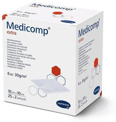 Серветка Medicomp Extra атравматична сорбційна з нетканого матеріалу, 10 см х 10 см, 2 штуки