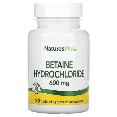 Бетаїну гідрохлорид Nature's Plus Betaine Hydrochloride 600 мг, 90 таблеток
