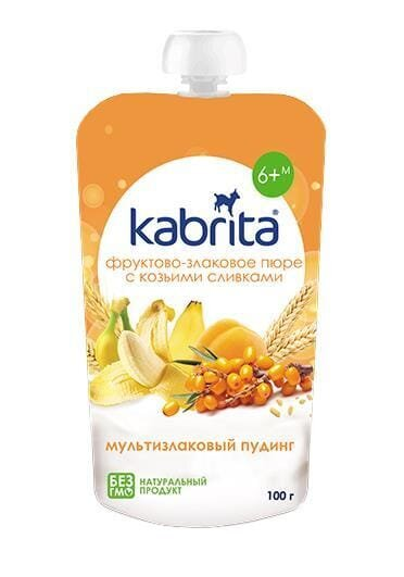 Пюре фруктове Kabrita Мультизлаковий пудинг зі злаками та козячими вершками для дітей від 6 місяців, 100 г
